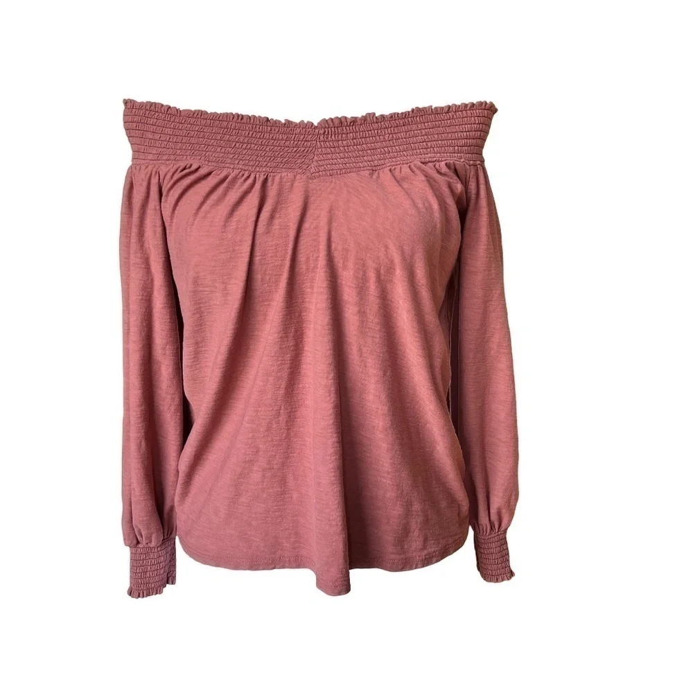 Off The Shoulder Smocked Blouse in Rosewater Size XS